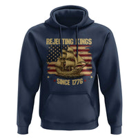 Rejecting Kings Since 1776 Hoodie Historic Ship Sailboat Distressed American Flag