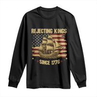 Rejecting Kings Since 1776 Long Sleeve Shirt Historic Ship Sailboat Distressed American Flag