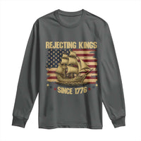 Rejecting Kings Since 1776 Long Sleeve Shirt Historic Ship Sailboat Distressed American Flag