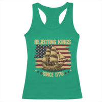 Rejecting Kings Since 1776 Racerback Tank Top Historic Ship Sailboat Distressed American Flag