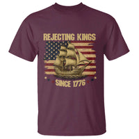 Rejecting Kings Since 1776 T Shirt Historic Ship Sailboat Distressed American Flag