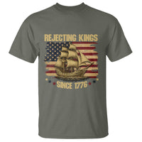 Rejecting Kings Since 1776 T Shirt Historic Ship Sailboat Distressed American Flag