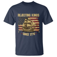 Rejecting Kings Since 1776 T Shirt Historic Ship Sailboat Distressed American Flag