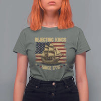 Rejecting Kings Since 1776 T Shirt For Women Historic Ship Sailboat Distressed American Flag