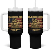 Rejecting Kings Since 1776 Tumbler With Handle Historic Ship Sailboat Distressed American Flag