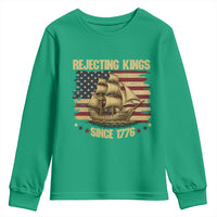 Rejecting Kings Since 1776 Youth Sweatshirt Historic Ship Sailboat Distressed American Flag