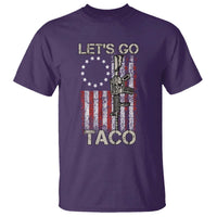 Let’s Go Taco Betsy Ross Flag T Shirt Vintage Patriotic Rifle Gun Rights