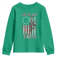Let’s Go Taco Betsy Ross Flag Youth Sweatshirt Vintage Patriotic Rifle Gun Rights