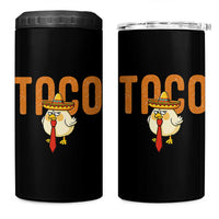 TACO Chicken in Sombrero 4 in 1 Can Cooler Tumbler Funny Mexican Food