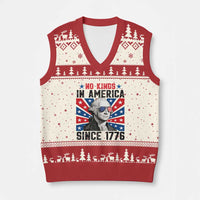No Kings in America Since 1776 V-Neck Knit Sweater Vest Founding Fathers George Washington Patriotic - Wonder Print Shop