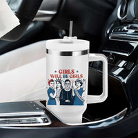 Patriotic Feminist Empowerment Tumbler With Handle Girl Will Be Girls Womens Rights 4th of July