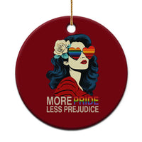 More Pride Less Prejudice Ceramic Ornament Retro Pride Month LGBTQ Feminist - Wonder Print Shop