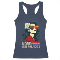 More Pride Less Prejudice Racerback Tank Top Retro Pride Month LGBTQ Feminist - Wonder Print Shop