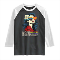 More Pride Less Prejudice Raglan Shirt Retro Pride Month LGBTQ Feminist - Wonder Print Shop