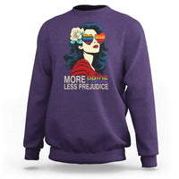 More Pride Less Prejudice Sweatshirt Retro Pride Month LGBTQ Feminist - Wonder Print Shop