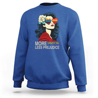 More Pride Less Prejudice Sweatshirt Retro Pride Month LGBTQ Feminist - Wonder Print Shop