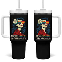 More Pride Less Prejudice Tumbler With Handle Retro Pride Month LGBTQ Feminist - Wonder Print Shop