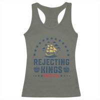 Rejecting Kings Since 1776 Racerback Tank Top Vintage Patriotic Ship No King In America