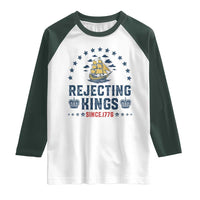 Rejecting Kings Since 1776 Raglan Shirt Vintage Patriotic Ship No King In America