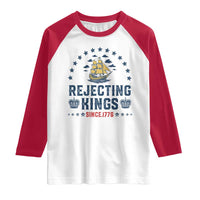 Rejecting Kings Since 1776 Raglan Shirt Vintage Patriotic Ship No King In America