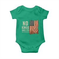 No Kings Since 1776 Baby Onesie Patriotic 4th Of July Distressed American Flag - Wonder Print Shop