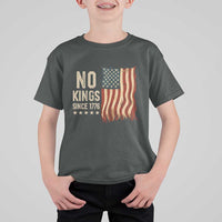 No Kings Since 1776 T Shirt For Kid Patriotic 4th Of July Distressed American Flag - Wonder Print Shop