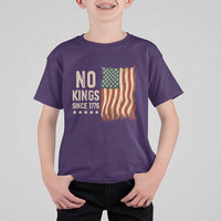 No Kings Since 1776 T Shirt For Kid Patriotic 4th Of July Distressed American Flag - Wonder Print Shop