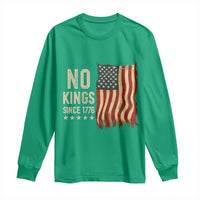 No Kings Since 1776 Long Sleeve Shirt Patriotic 4th Of July Distressed American Flag - Wonder Print Shop
