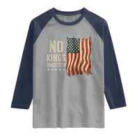 No Kings Since 1776 Raglan Shirt Patriotic 4th Of July Distressed American Flag - Wonder Print Shop