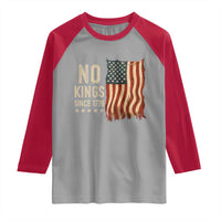 No Kings Since 1776 Raglan Shirt Patriotic 4th Of July Distressed American Flag - Wonder Print Shop