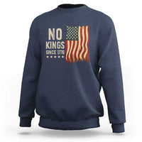 No Kings Since 1776 Sweatshirt Patriotic 4th Of July Distressed American Flag - Wonder Print Shop