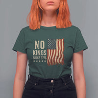 No Kings Since 1776 T Shirt For Women Patriotic 4th Of July Distressed American Flag - Wonder Print Shop