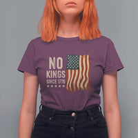 No Kings Since 1776 T Shirt For Women Patriotic 4th Of July Distressed American Flag - Wonder Print Shop