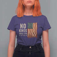 No Kings Since 1776 T Shirt For Women Patriotic 4th Of July Distressed American Flag - Wonder Print Shop