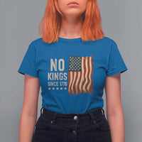 No Kings Since 1776 T Shirt For Women Patriotic 4th Of July Distressed American Flag - Wonder Print Shop