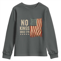 No Kings Since 1776 Youth Sweatshirt Patriotic 4th Of July Distressed American Flag - Wonder Print Shop