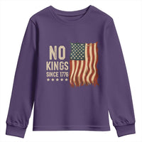 No Kings Since 1776 Youth Sweatshirt Patriotic 4th Of July Distressed American Flag - Wonder Print Shop