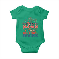 Our Flock Rocks Patriotic Flamingo Baby Onesie Funny 4th of July Family Matching - Wonder Print Shop