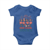 Our Flock Rocks Patriotic Flamingo Baby Onesie Funny 4th of July Family Matching - Wonder Print Shop