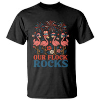 Our Flock Rocks Patriotic Flamingo T Shirt Funny 4th of July Family Matching - Wonder Print Shop