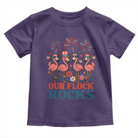 Our Flock Rocks Patriotic Flamingo Toddler T Shirt Funny 4th of July Family Matching - Wonder Print Shop