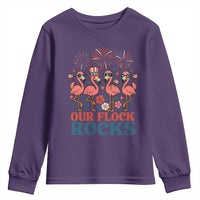 Our Flock Rocks Patriotic Flamingo Youth Sweatshirt Funny 4th of July Family Matching - Wonder Print Shop