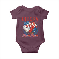 Chicka Boom Boom Patriotic Chicken Baby Onesie Funny Patriotic 4th of July Red White and Blue Farm - Wonder Print Shop