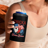 Chicka Boom Boom Patriotic Chicken 4 in 1 Can Cooler Tumbler Funny Patriotic 4th of July Red White and Blue Farm - Wonder Print Shop