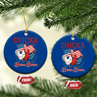 Chicka Boom Boom Patriotic Chicken Ceramic Ornament Funny Patriotic 4th of July Red White and Blue Farm - Wonder Print Shop