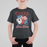 Chicka Boom Boom Patriotic Chicken T Shirt For Kid Funny Patriotic 4th of July Red White and Blue Farm - Wonder Print Shop