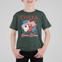 Chicka Boom Boom Patriotic Chicken T Shirt For Kid Funny Patriotic 4th of July Red White and Blue Farm - Wonder Print Shop