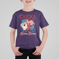 Chicka Boom Boom Patriotic Chicken T Shirt For Kid Funny Patriotic 4th of July Red White and Blue Farm - Wonder Print Shop