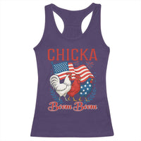Chicka Boom Boom Patriotic Chicken Racerback Tank Top Funny Patriotic 4th of July Red White and Blue Farm - Wonder Print Shop