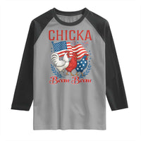 Chicka Boom Boom Patriotic Chicken Raglan Shirt Funny Patriotic 4th of July Red White and Blue Farm - Wonder Print Shop